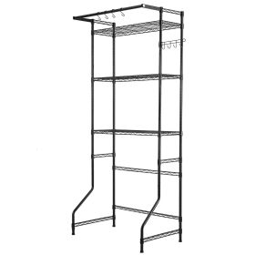 EVOR Over The Washer and Dryer Storage Shelf, 3 Tier Laundry Room Drying Rack with Hanger Rod and Hooks, Adjustable Over Washer and Dryer Shelves