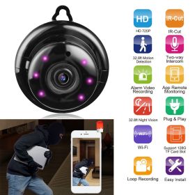 720P WiFi IP Camera Smart Home Security Surveillance Camera Night Vision Motion Detection Two Way Talk Loop Recording (Color: Black)